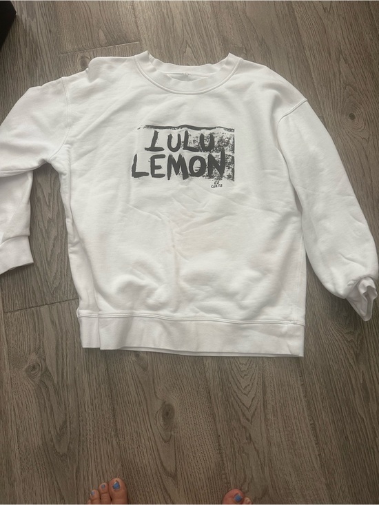 lululemon athletica Tops - lululemon athletica White Sweatshirt with Black Logo